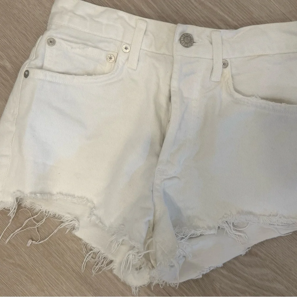 Agolde White Denim Cutoff Jean Shorts